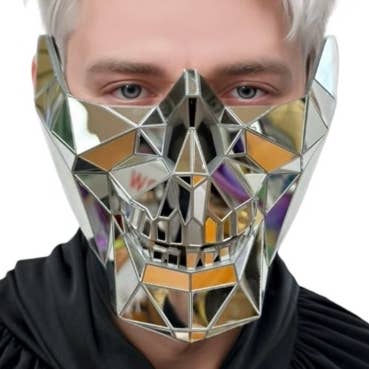 Silver Polygonal Mirror Half Mask for wholesale by KBW Global Corp.