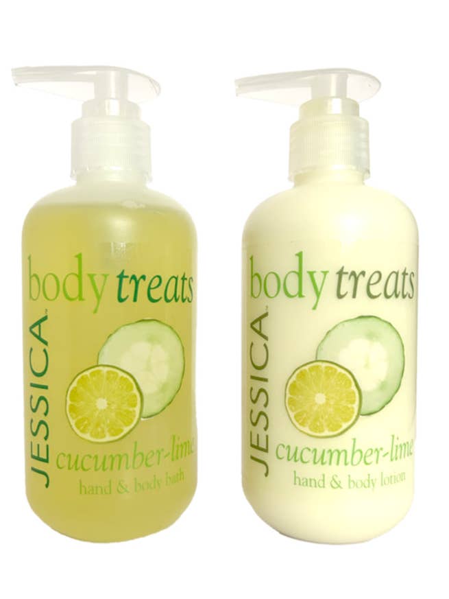 Ensemble de bain pour les mains et le corps et de lotion pour les mains et le corps Cucumber-Lime pour la vente par Jessica Cosmetics