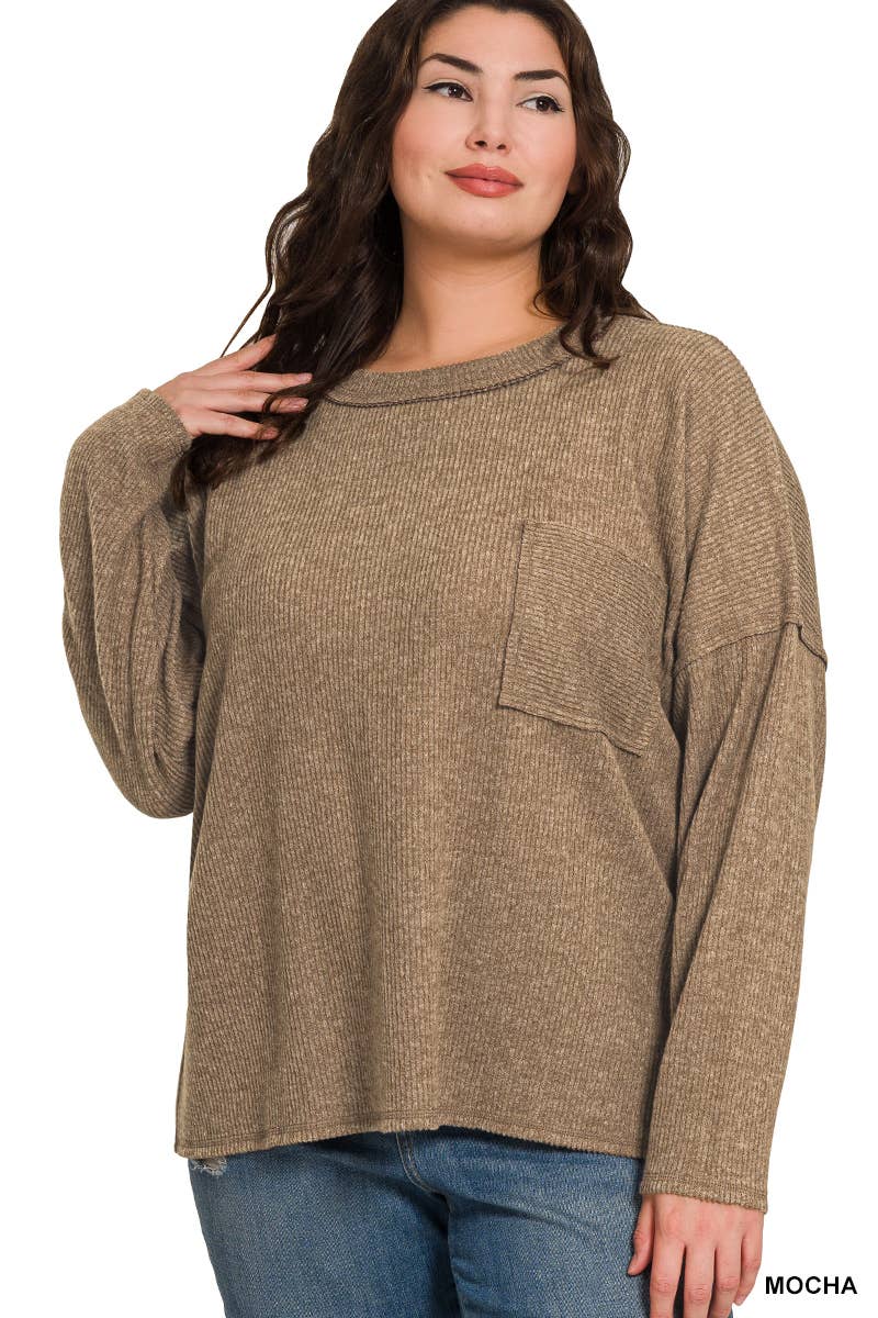 42POPS - Wholesale Knit Sweater - Women's - ",.SI-26742 Ribbed Brushed Melange Hacci Sweater10