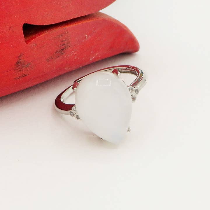 DEVA drop ~ Adjustable Moonstone Ring - Natural Moon Stone for wholesale on Faire