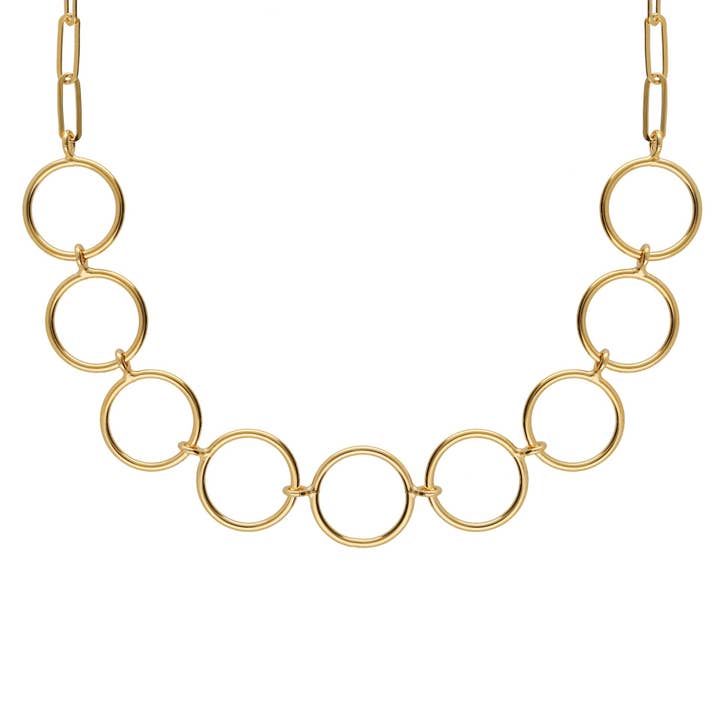 Odele short circle necklace in gold-plated silver for wholesale by Victoria Cruz