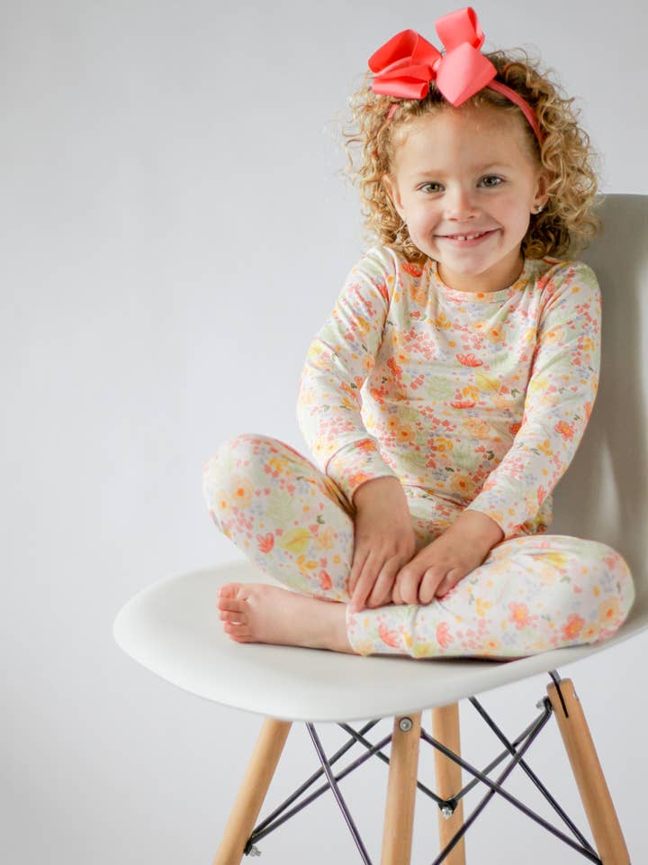 Conjunto de pijama suave de bambú para niños | Estampado floral, transpirable para venta al por mayor de Rayns Tiny Stitches