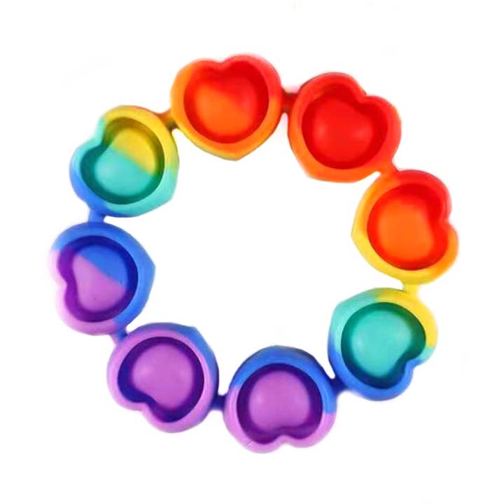 Pop-n-Style Tie Dye Heart Fidget Bracelet Wristband for wholesale by Mavi Bandz
