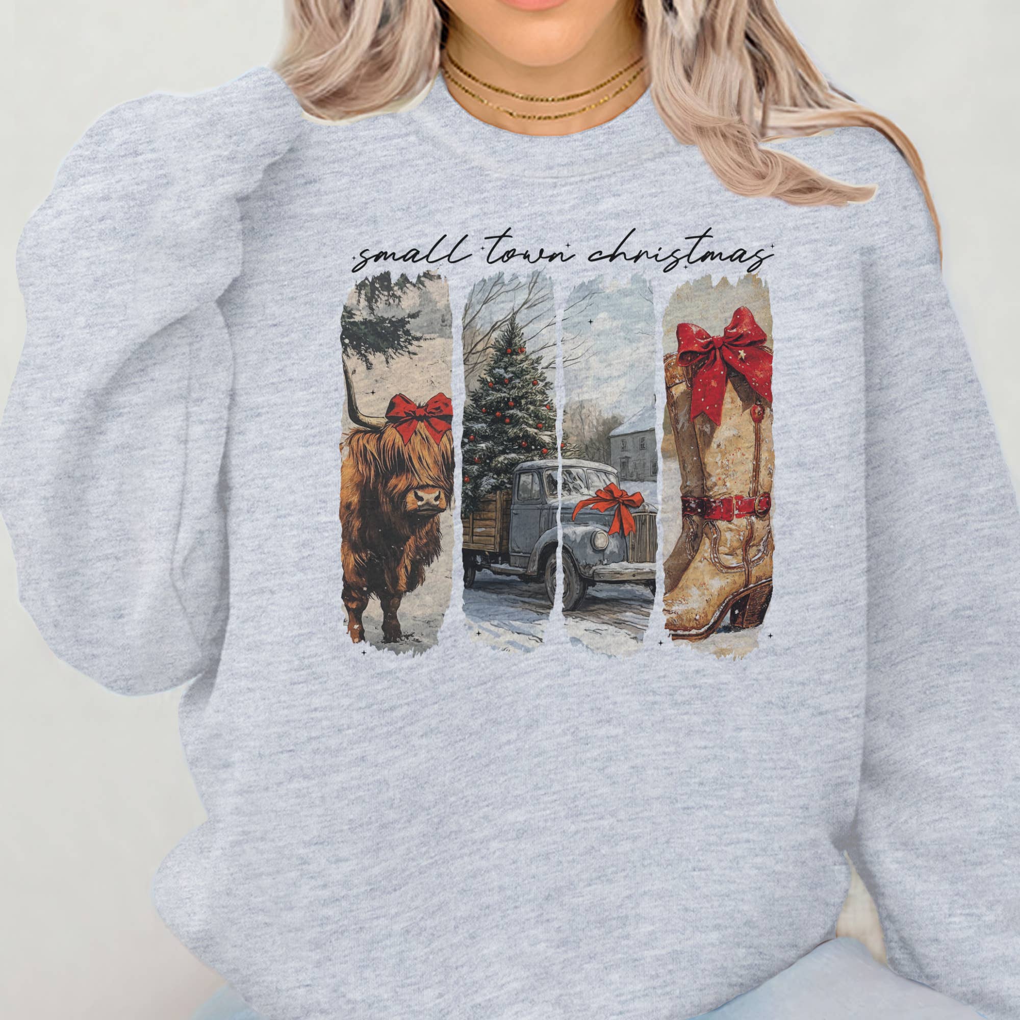 Par.tees by Party On! – Camisola gráfica - Unissexo por atacado – Camisola Vintage Gráfica de Natal de Pequena Cidade Retro3