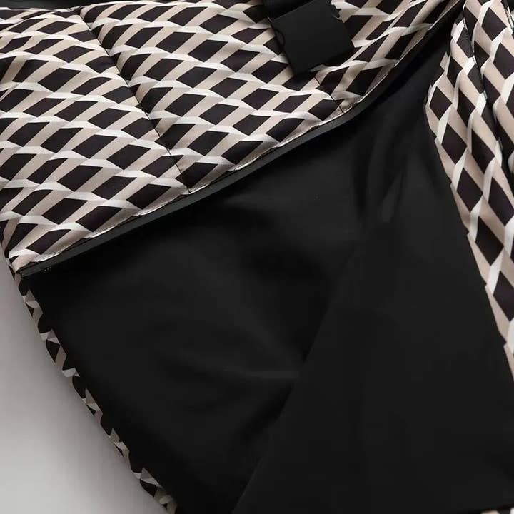 Rosa Clothing - Wholesale Coat - Women's - Printed hooded ski padded quilted jacket with belt2