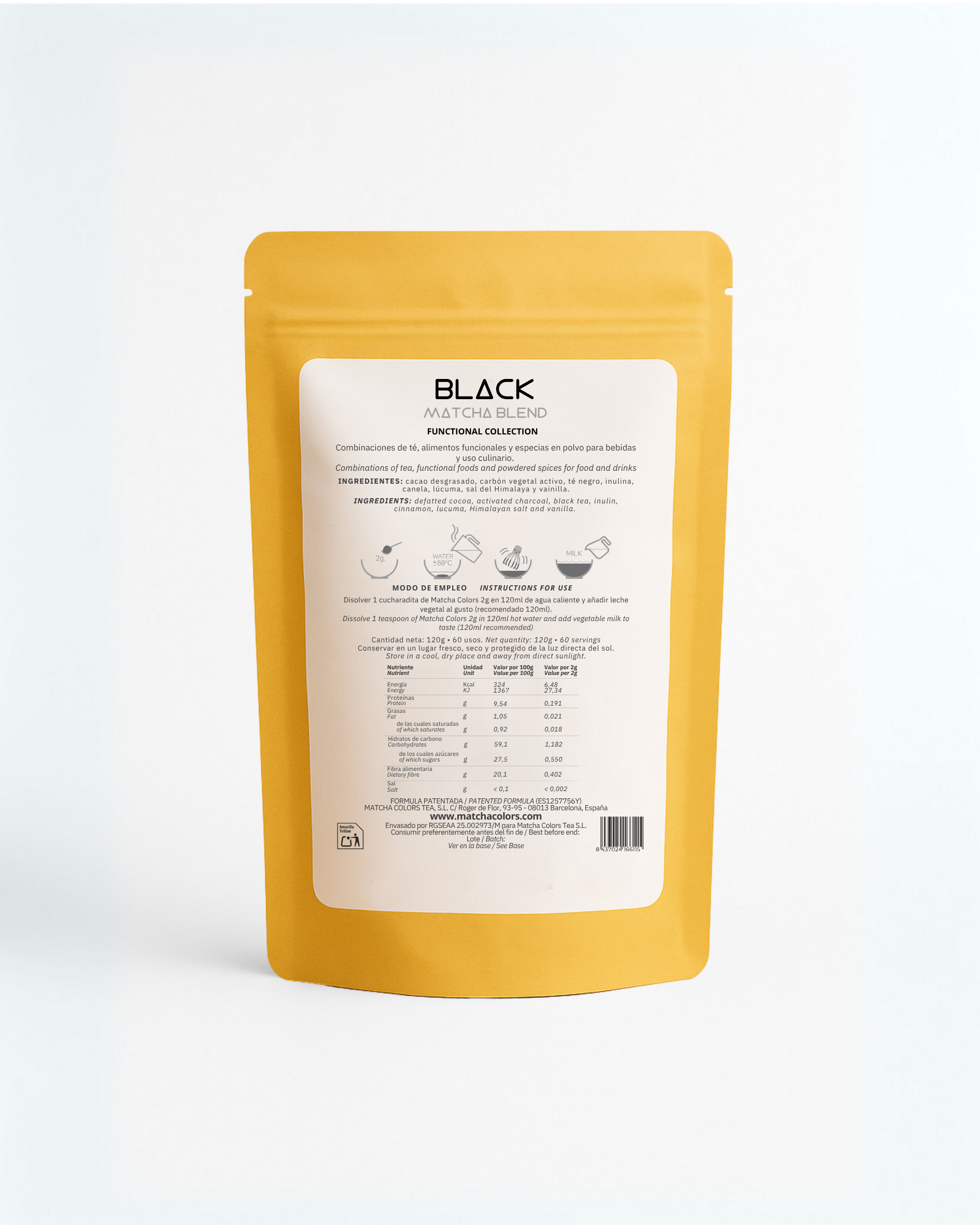 Matcha Colors – Chá de saúde/Detox por atacado – Mistura de Matcha Preto – 120 g (Formato Café)3