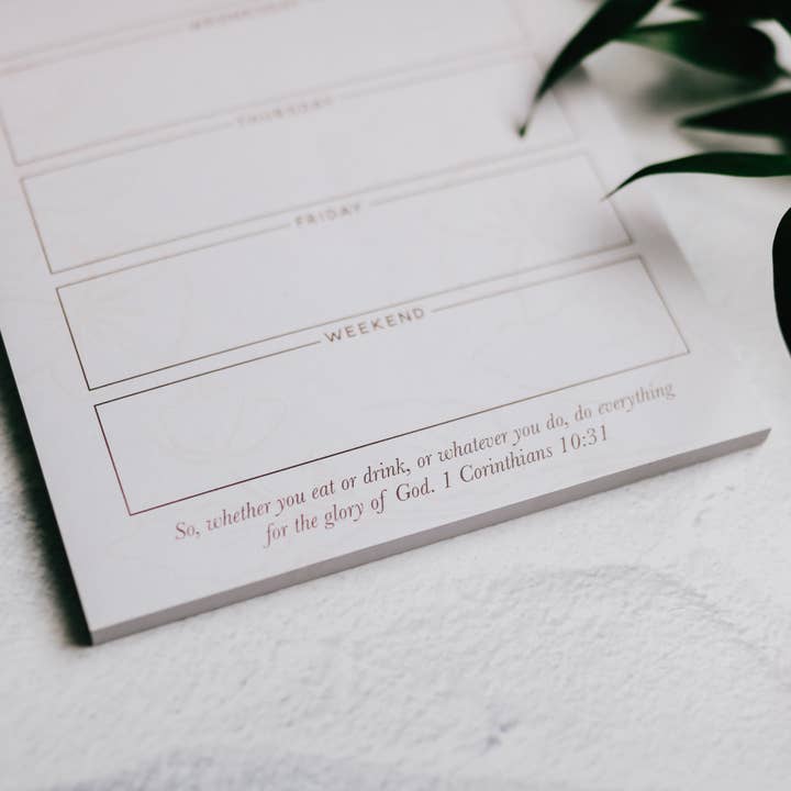 The Daily Grace Co - Wholesale Notepad - Weekly Goals Notepad | Blush Floral