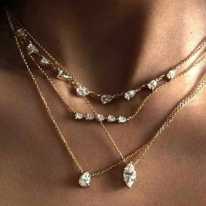 Solitaire Collection- Steel 14K gold Necklace-layering  and other Purchase Wholesale gold plated necklaces. Free Returns & Net 60 Terms on Faire trending on Faire.
