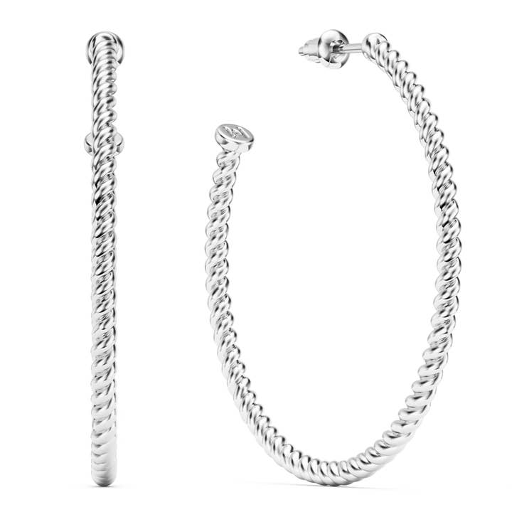 My Jewellery Story - Wholesale Hoop earrings - Rope Coil 40mm Mix Hoop Earrings Rhodium Plated|2-1432-R