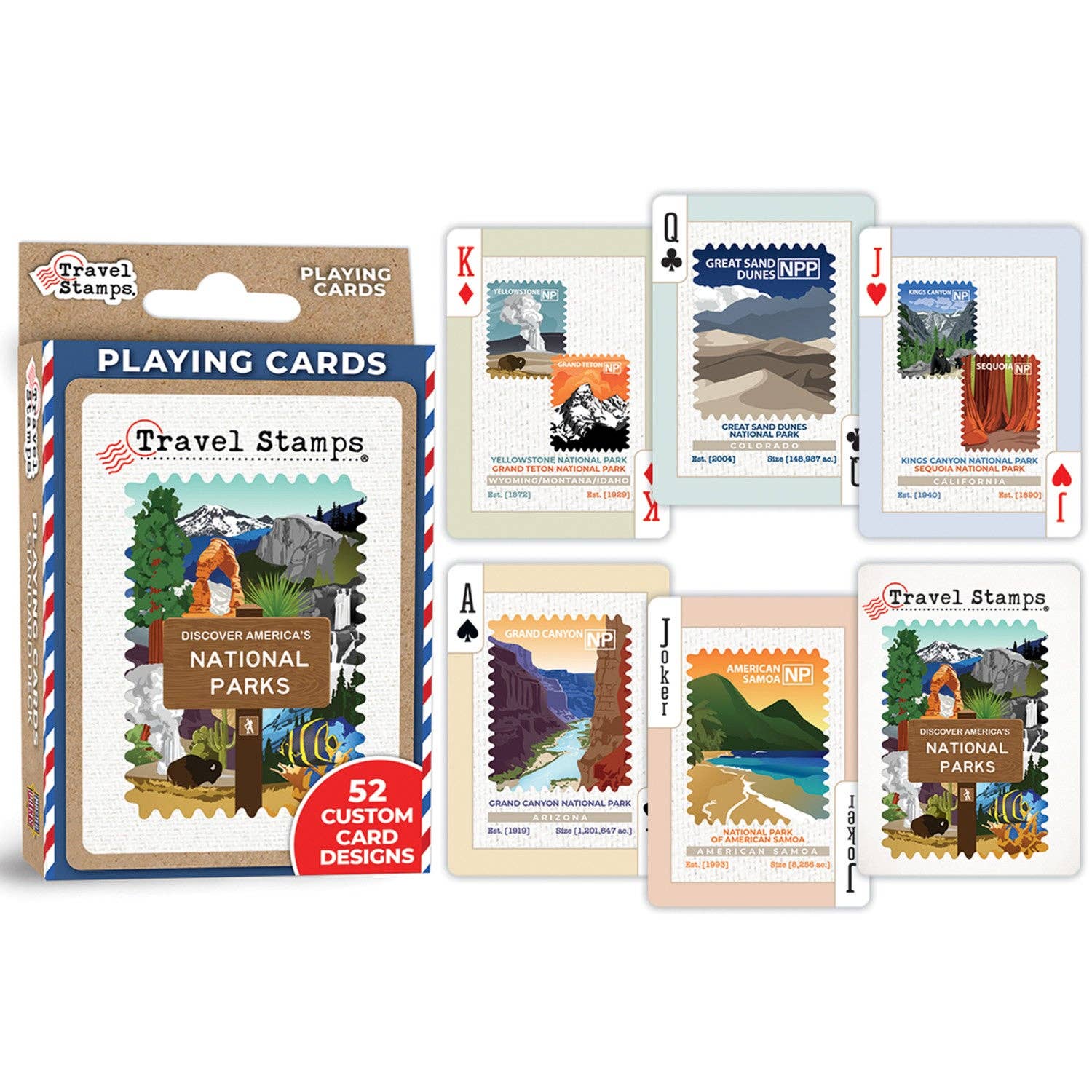 Masterpieces Puzzles - Wholesale Playing Cards - National Parks Travel Stamps Playing Cards2