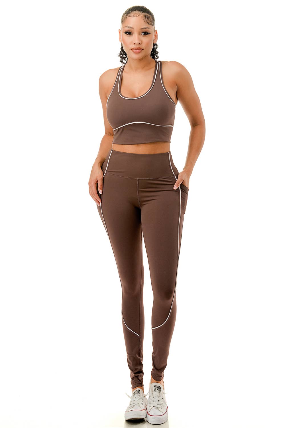 Color 5 - Wholesale Activewear Set - Women's - Active wear sports bra with yoga pants set w/contrast trim8