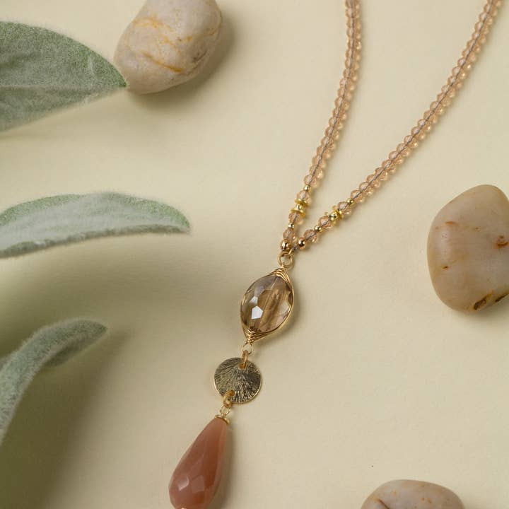 Anne Vaughan Designs Jewelry – wholesale Beaded/pearl necklace – Solace 30-32" Crystal With Moonstone Statement Necklace2