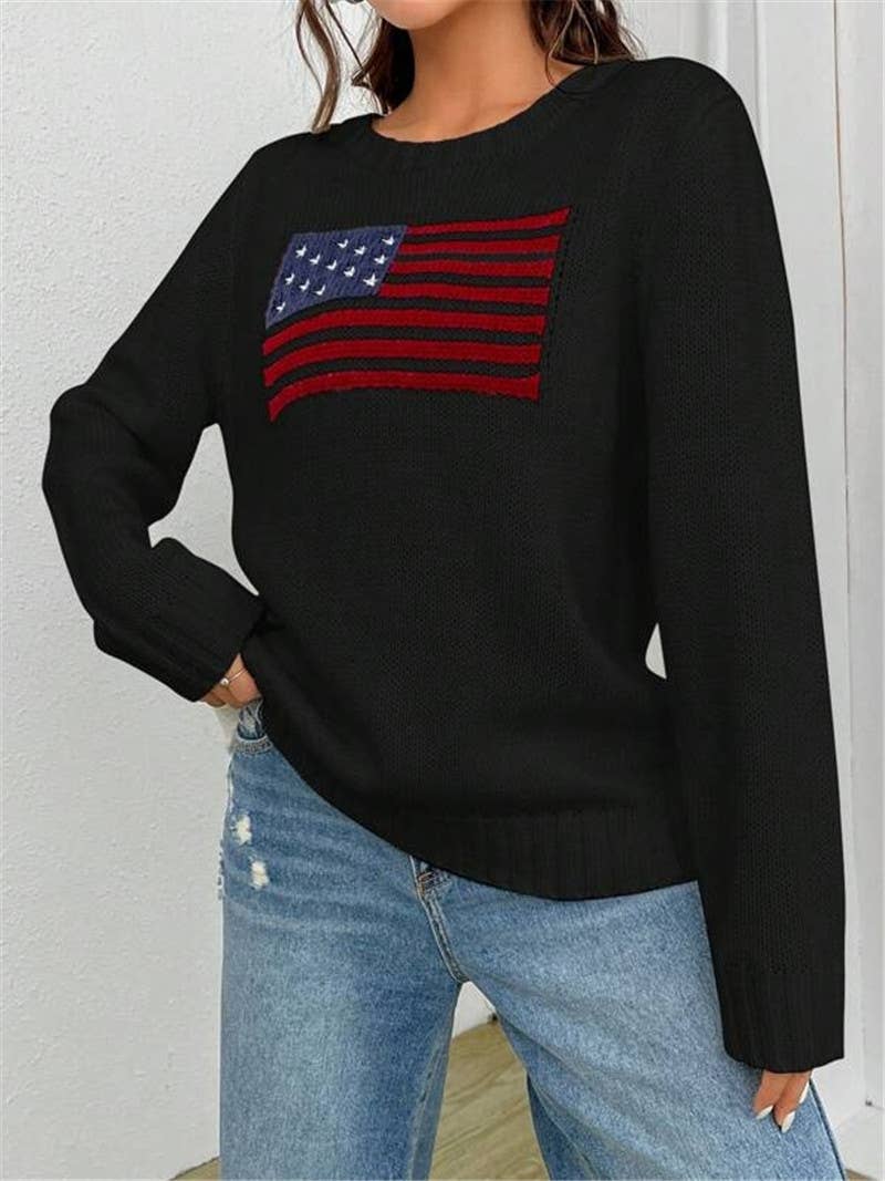 Rosa Clothing - Wholesale Knit Sweater - Women's - American Flag Knit Sweater13