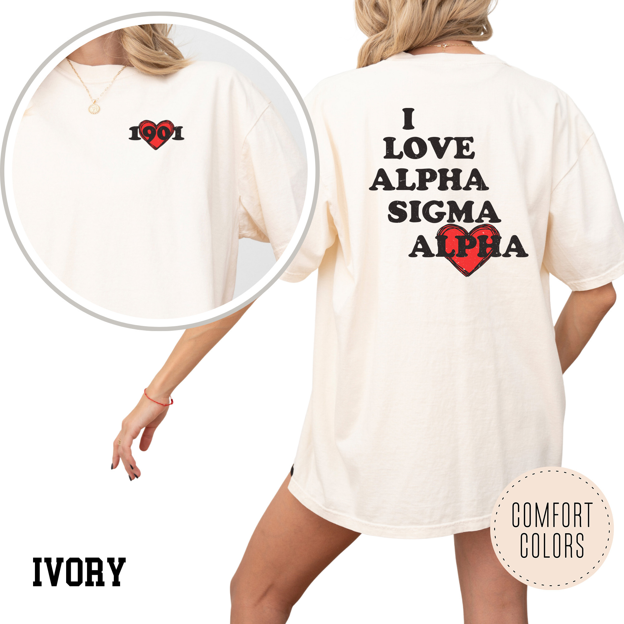 Kite and Crest - Wholesale Screen Printed T-Shirt - Women's - I Love Comfort Colors Sorority T-shirt6