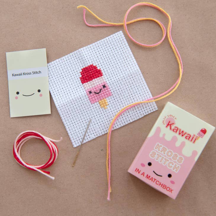 Wholesale Kawaii Ice Lolly Mini Cross Stitch Kit In A Matchbox for