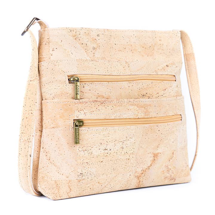 Meninas Bonitas Cork - Wholesale Crossbody Bag - Women's - Natural Cork Zipper handbag crossbody lady bag BAGP-172A
