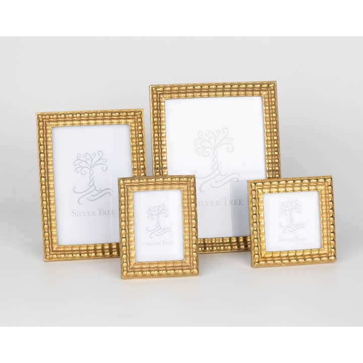 Silver Tree Home & Holiday - Wholesale Picture Frame - A76136-2 Asst'd resin mini frame,pearl bead,gld fin,4+4.5in