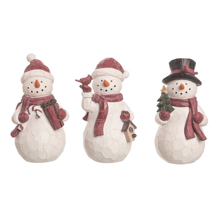 Transpac - Wholesale Decorative Figurine - CLOSEOUT Christmas Resin Snowman w/Gifts Figurine Set 3