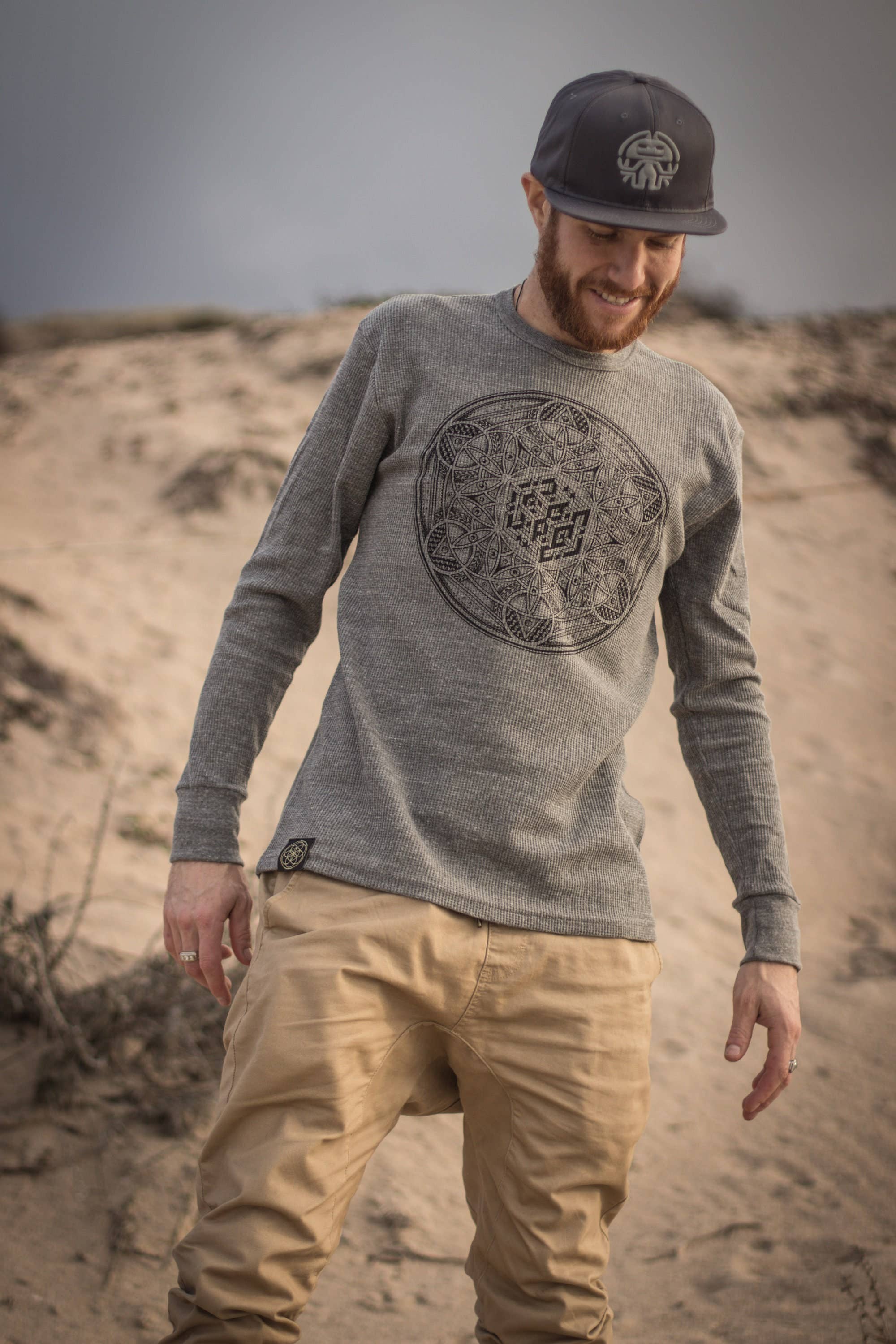 Sacred State Design - Wholesale Screen Printed T-Shirt - Men's - The Veil ~ Eco Thermal Sacred Geometry Design3