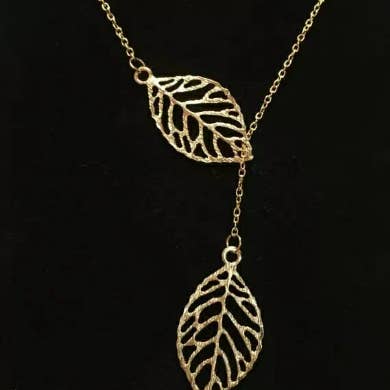 Guld Sølv Tvilling Filigran Blad Y-formet Lariat Justerbar Halskæde for engroshandel hos The Colourful Aura