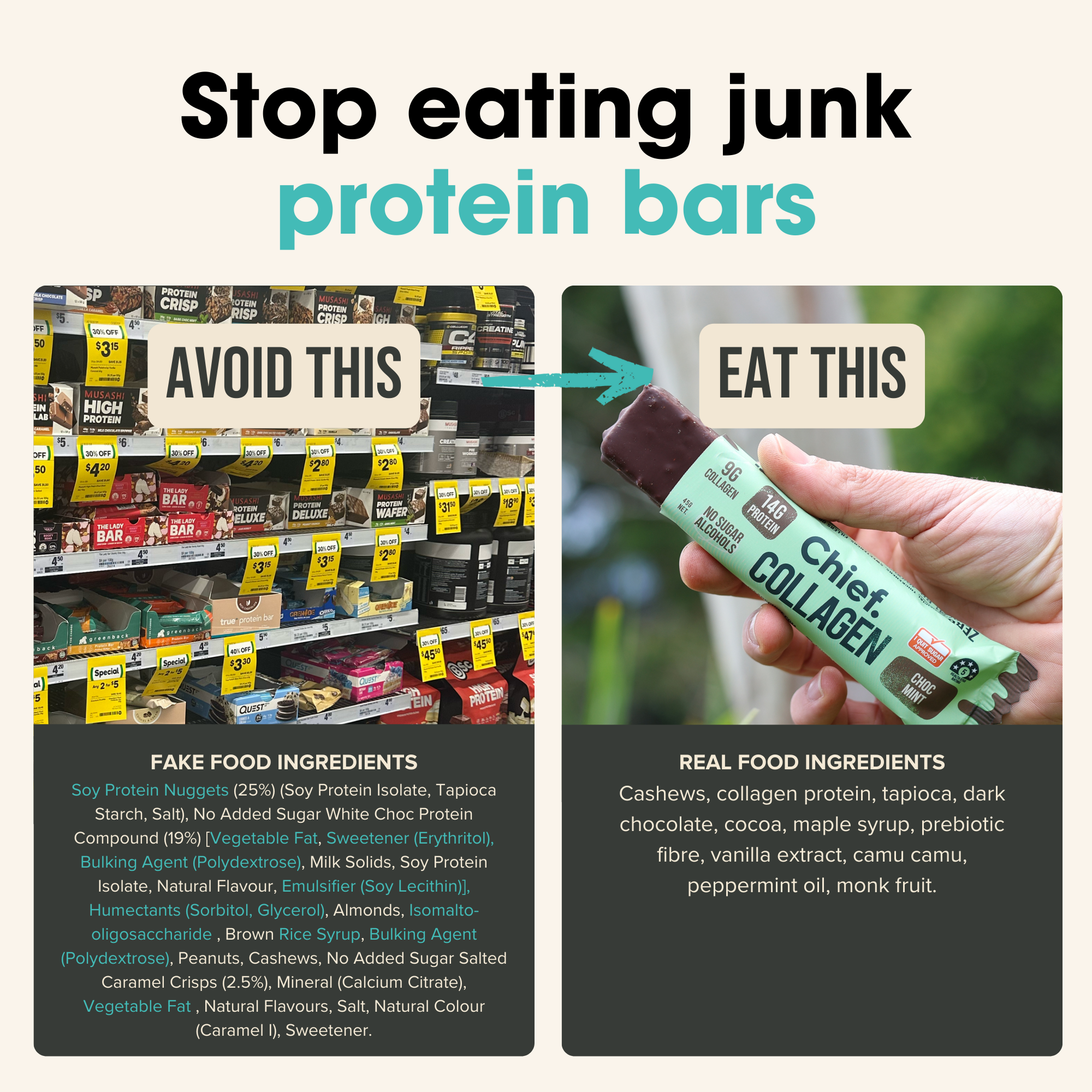 Chief Nutrition - Wholesale Snack bar - Collagen Protein Bars - Choc Mint1