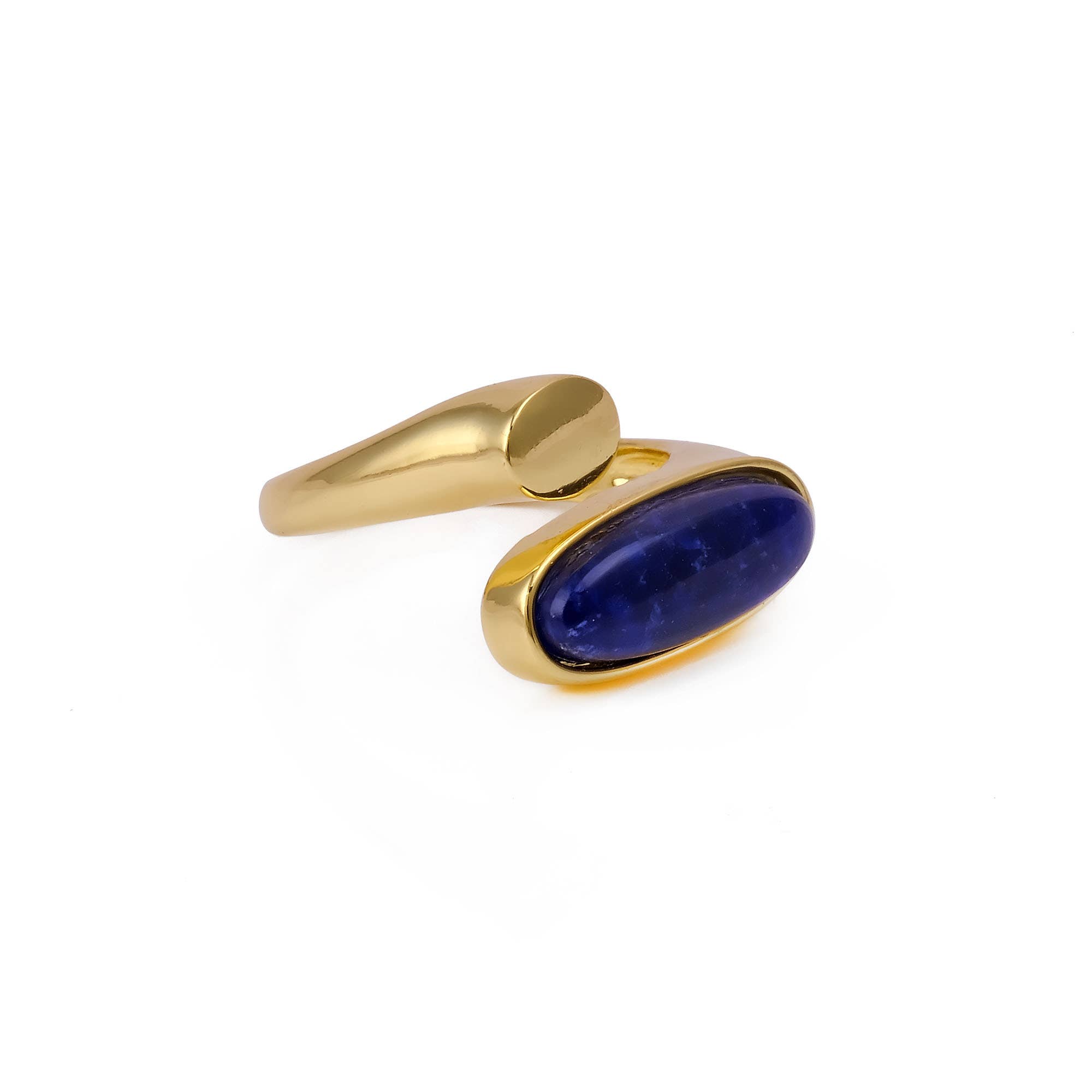 El Joyero - Wholesale Multi-Stone Ring - Sapphire Mojave Jade Oval Gemstone Gold Plated Ring3