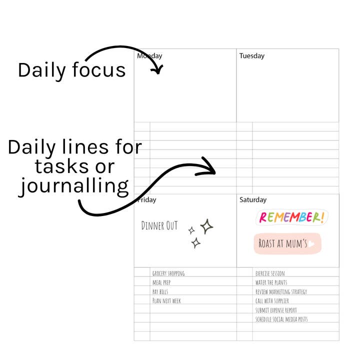 Journal Junkies - Wholesale Planner - Loose Leaf A5 Planner Inserts 120gsm | Super Block Weekly1