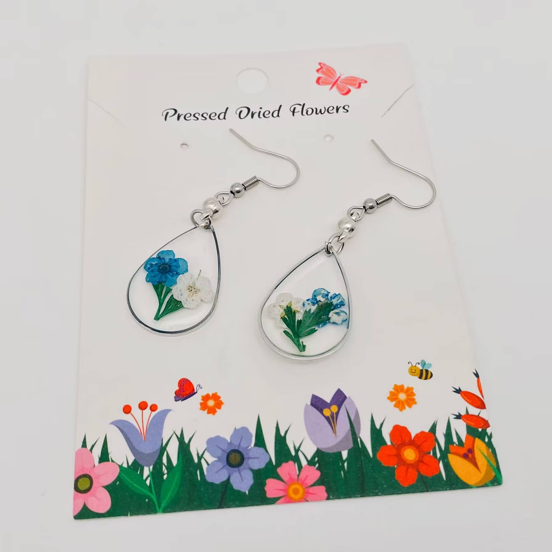 Mio Queena - Wholesale Dangle Earrings - Daffodil & Grass Dried Flowers Drop Pendant Earrings - PDF2