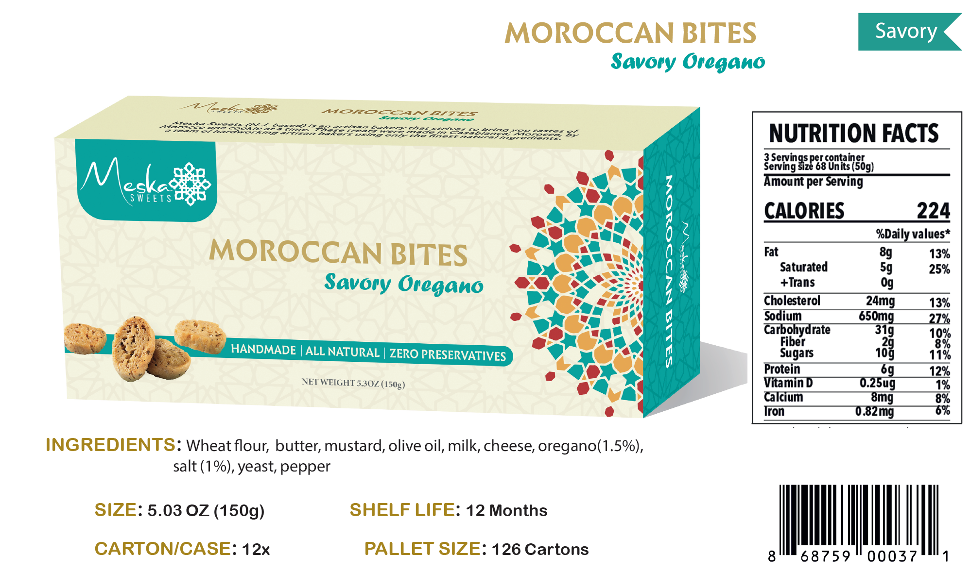 Meska Sweets - Wholesale Cookie - Moroccan Bites - Savory Za'atar/Oregano3