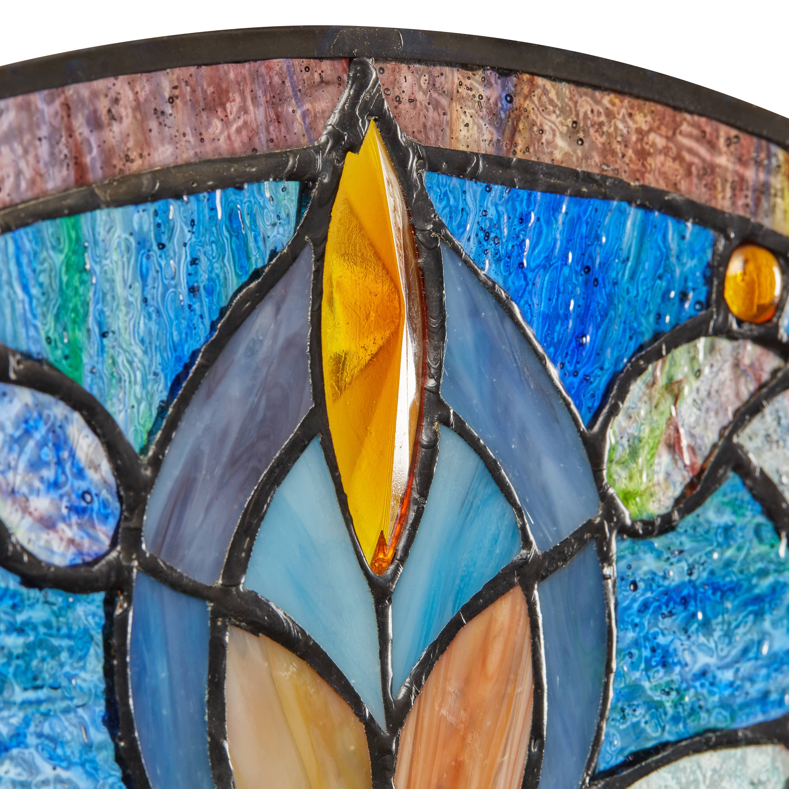 River of Goods - Wholesale Suncatcher - 11"H Maxine Blue Half-Moon Stained Glass Window Panel8