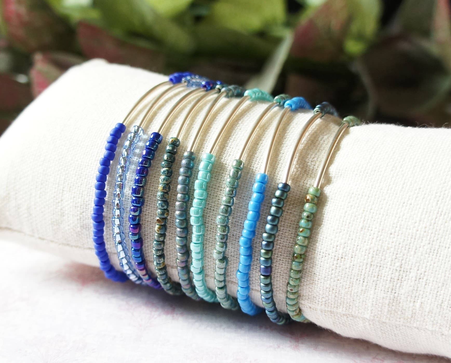 Sentimento - Vente Bracelet de perles - Bracelet Barre en Argent Sterling Turquoise et Bleu