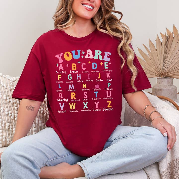 You Are Alphabet Graphic Tee for wholesale by Ink Attic Wholesale