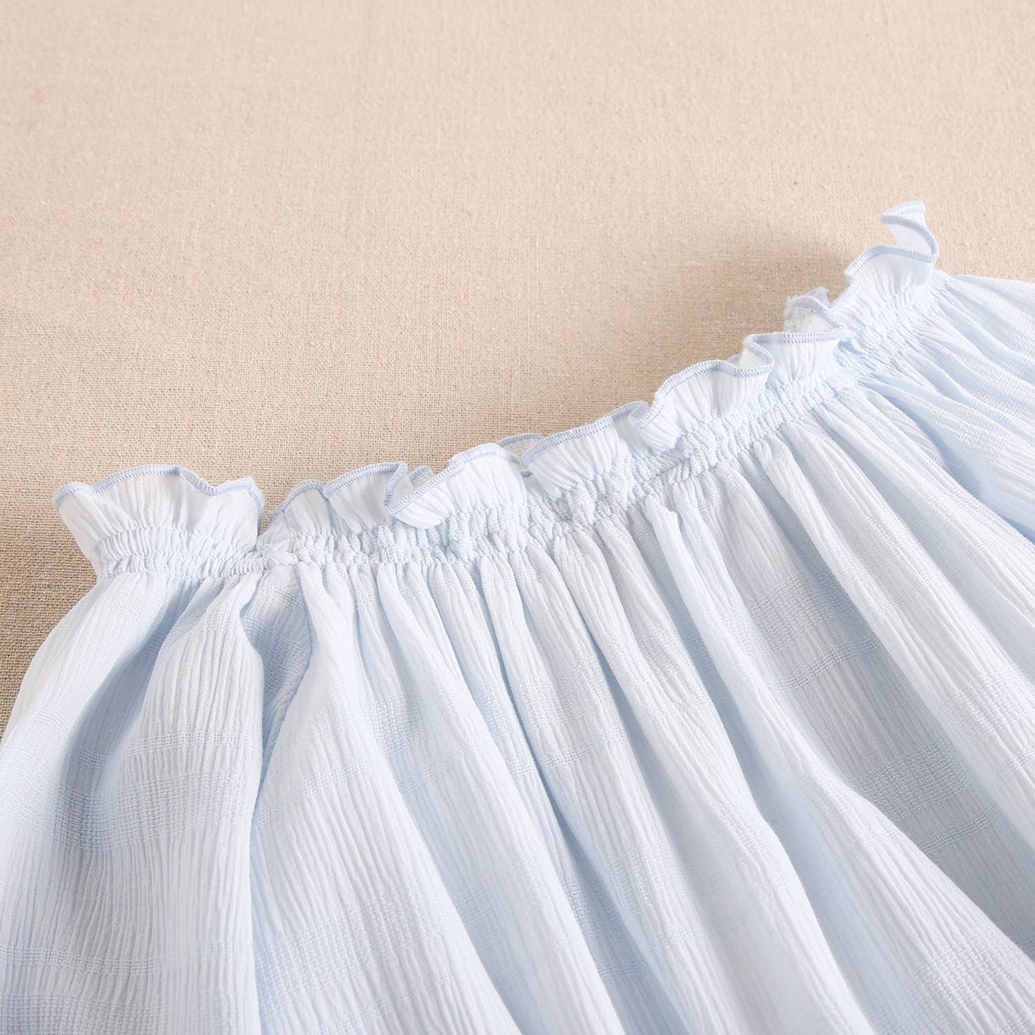 light blue Bambula Color Blouse With Off Shoulders For Girls for wholesale on Faire4