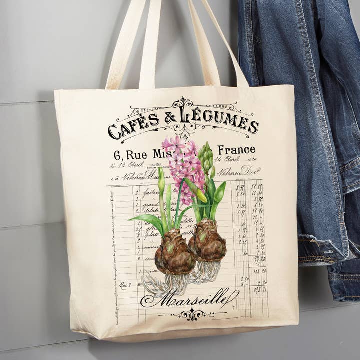 Bolsa de lona French Spring Bulbs con diseño de narcisos, 12 onzas para venta al por mayor de Avery Lane Gifts