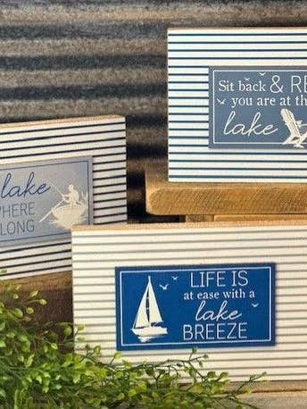 Belong/Breeze/Relax Lake Blocks (3 Assorted) for wholesale by DNS Designs