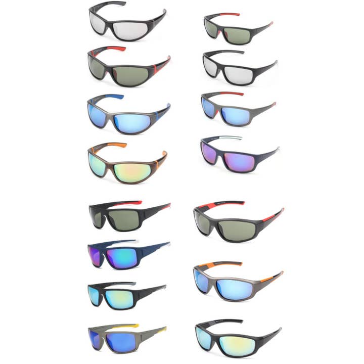 Cramilo Eyewear - Wholesale Sunglasses - Unisex - Rectangle Sport Wrap Around Sunglasses - Set of 48