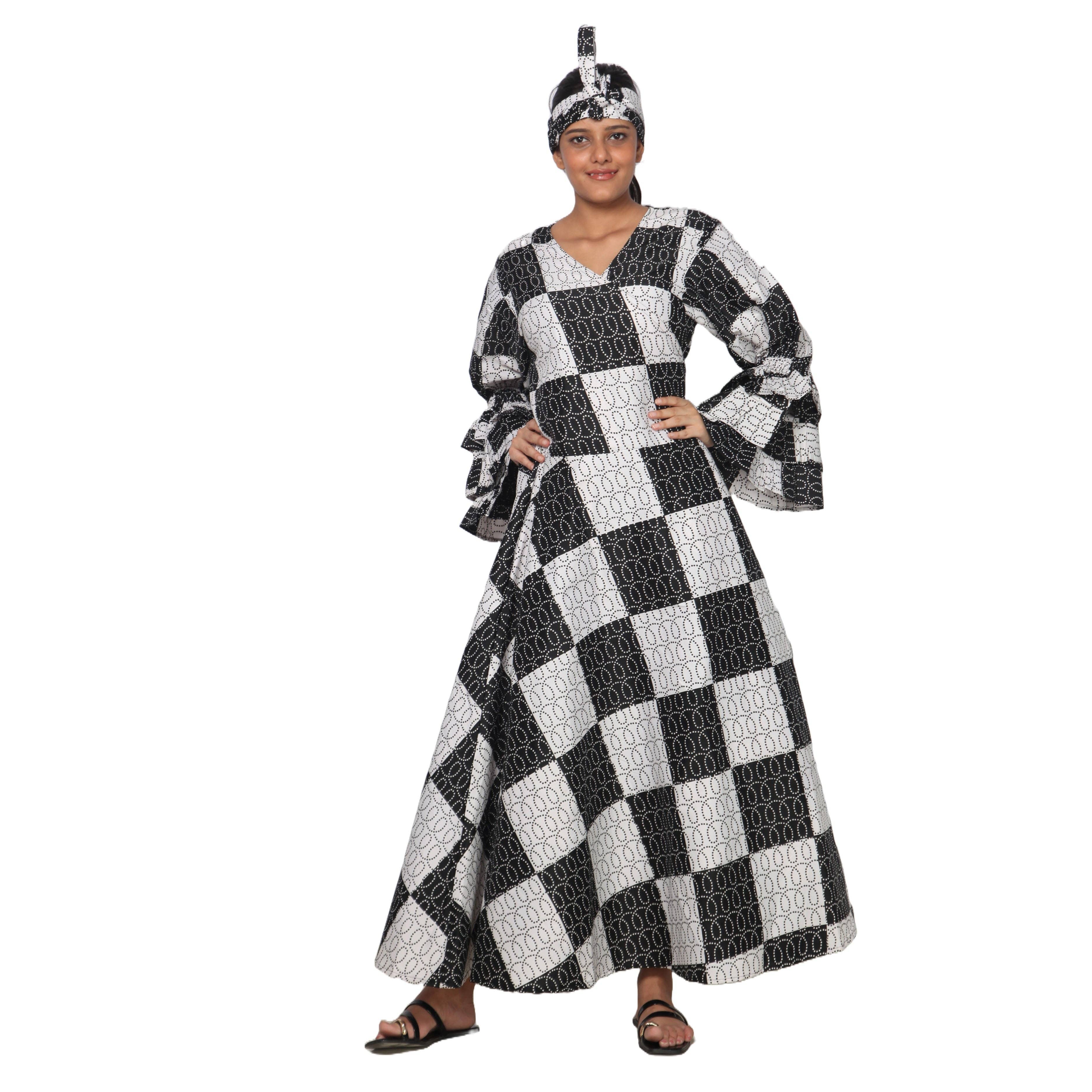 African Stars - Vente Robe – femme - Robe portefeuille en rayonne pour femme avec manches à volants -- FI-R80FS24