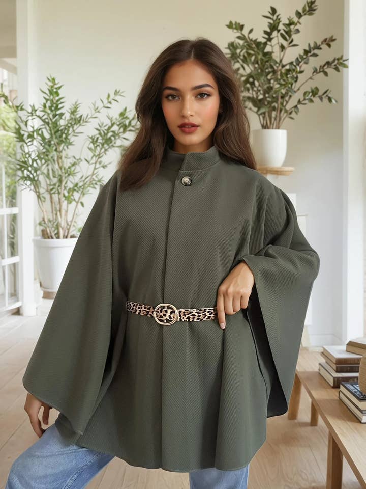 ZAFA PARIS - Wholesale Jacket - Women's - 58P7H17 Buttoned cape jacket with belt1