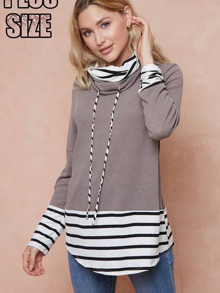 lovely melody - Wholesale Sweatshirt - Women's - LMT2836PL-PLUS SIZE MUST HAVE SOLID COWL NECK TUNIC8