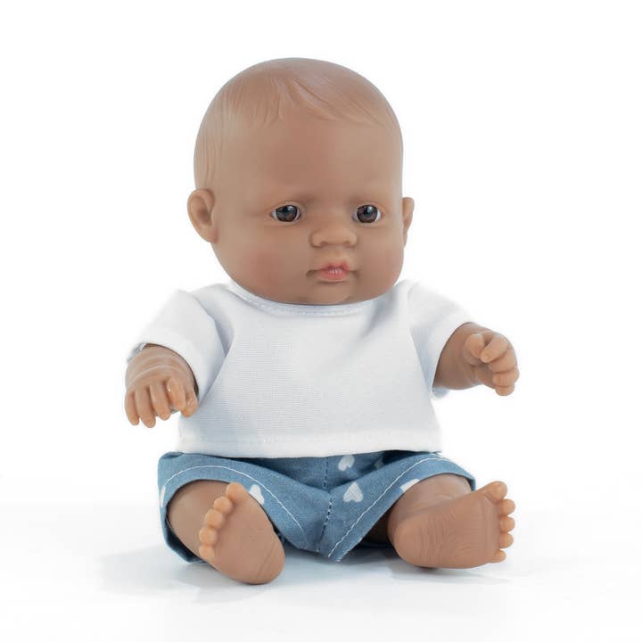 Baby Doll Hispanic Boy 8 1/4'' (Bag) - M&M for wholesale by Miniland Educational