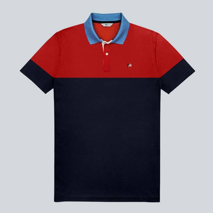 Rebirth U0304 2 H19 Blå pikétröja med röd ok för wholesale av H19