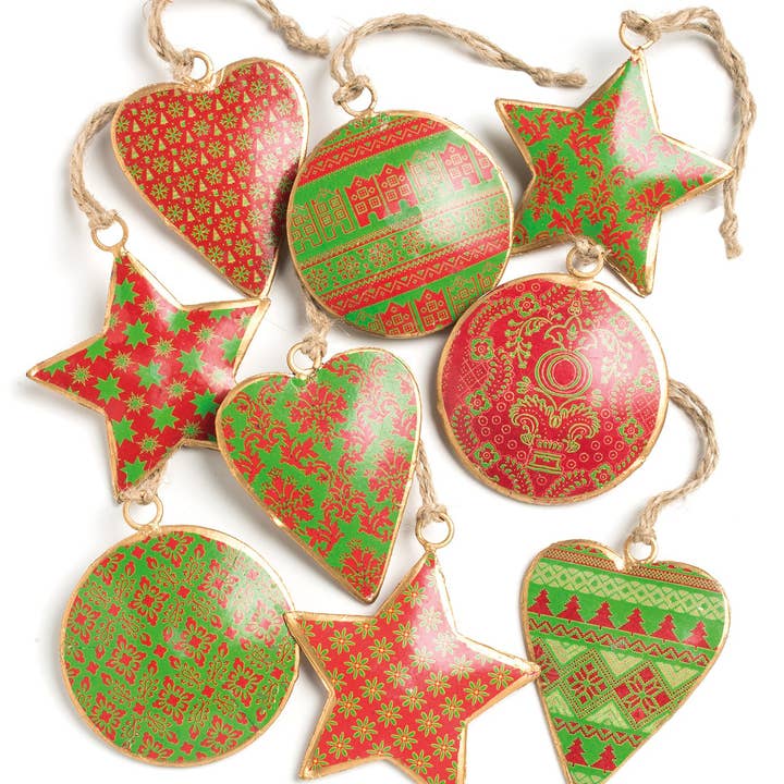 Namaste - Wholesale Christmas Decoration - Mini Tin Bauble, Star & Heart Decorations0