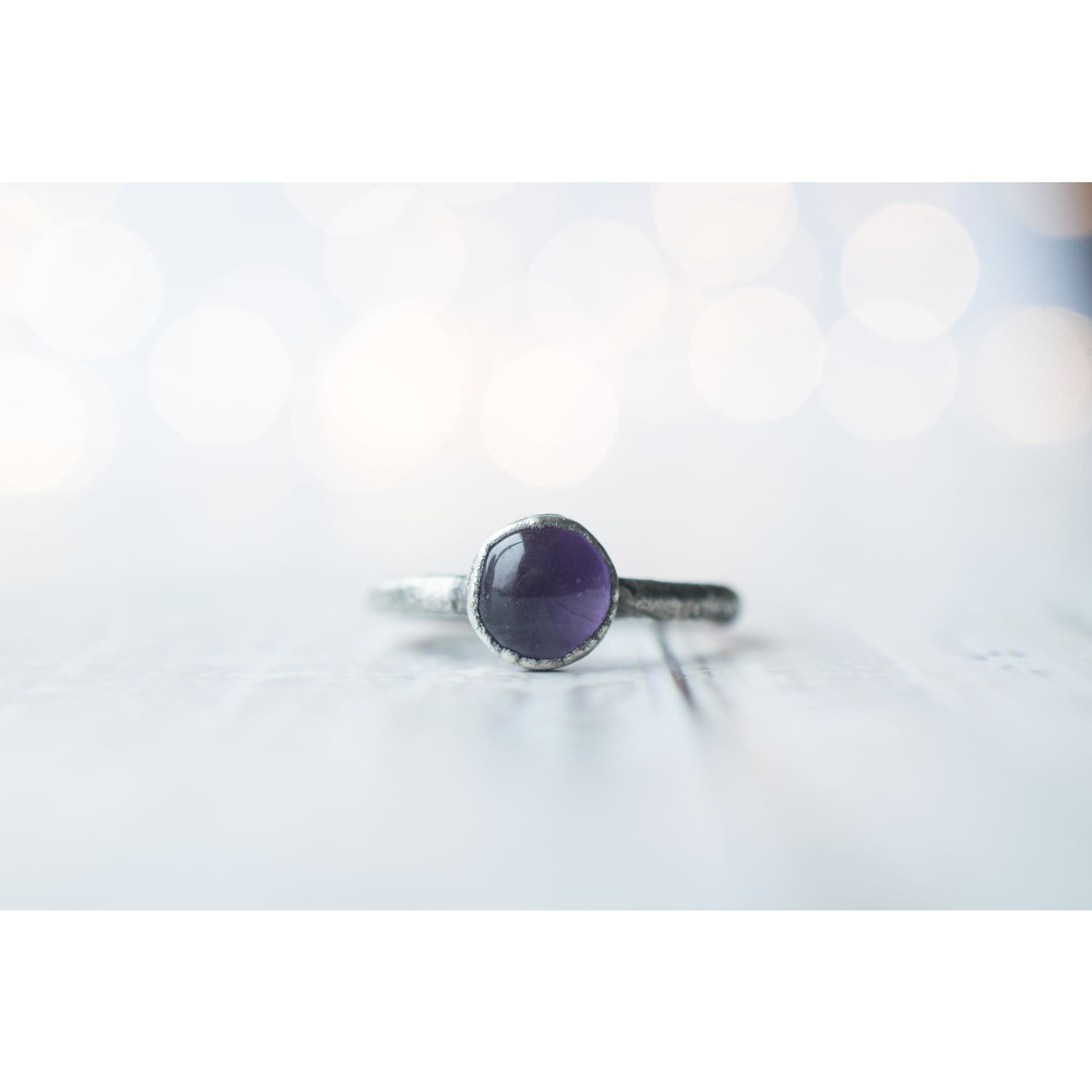HAWKHOUSE - Wholesale Single Stone/Solitaire Ring - Plated Amethyst statement ring | Amethyst orb ring5
