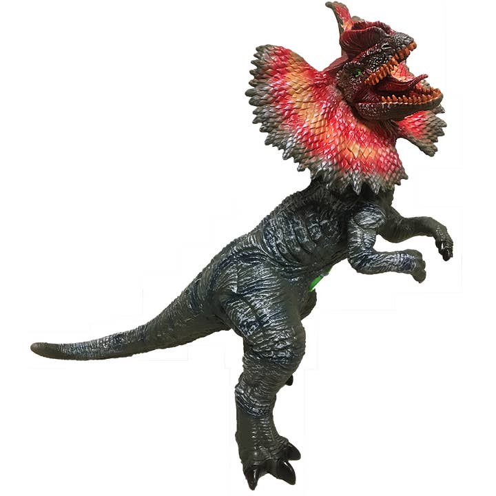 Dilophosaurus 20" Vinyl Dinosaur Figurine with Sound Effects for wholesale by Texas Toy Distribution