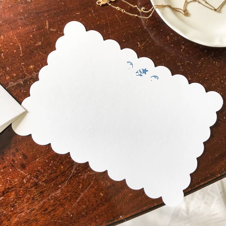 Annie Brougham Paper Goods. - Wholesale Stationery/Notecard Set - Letterpress Flat Note - Blue Floral Motif7