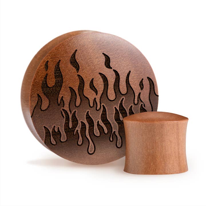 Spina/manometro per fiamme retrò anni '90 - Saba Wood | Doppia svasatura convessa per la vendita all'ingrosso da parte di Custom Plugs