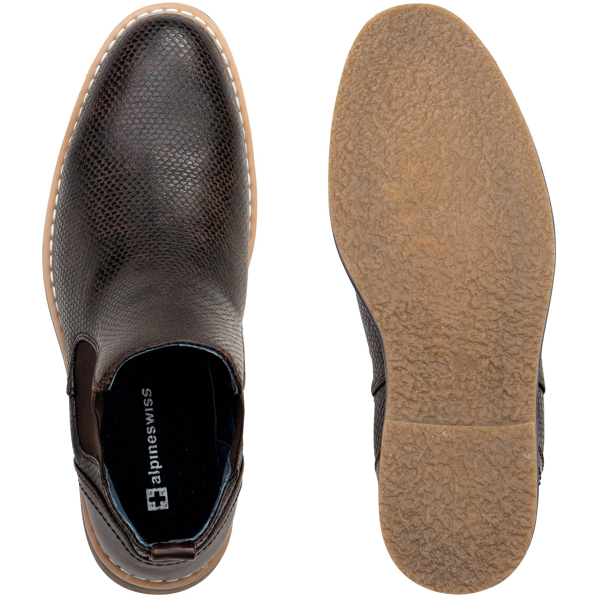 Alpine Swiss - Vente Bottines Chelsea – homme - Bottines Nash Chelsea pour hommes Alpine Swiss Bottines en peau de serpent doublée en cuir véritable - Nash-parent2