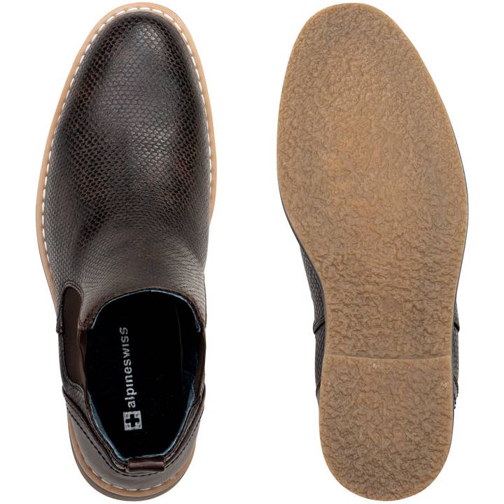 Alpine Swiss - Vente Bottines Chelsea – homme - Bottines Nash Chelsea pour hommes Alpine Swiss Bottines en peau de serpent doublée en cuir véritable - Nash-parent2