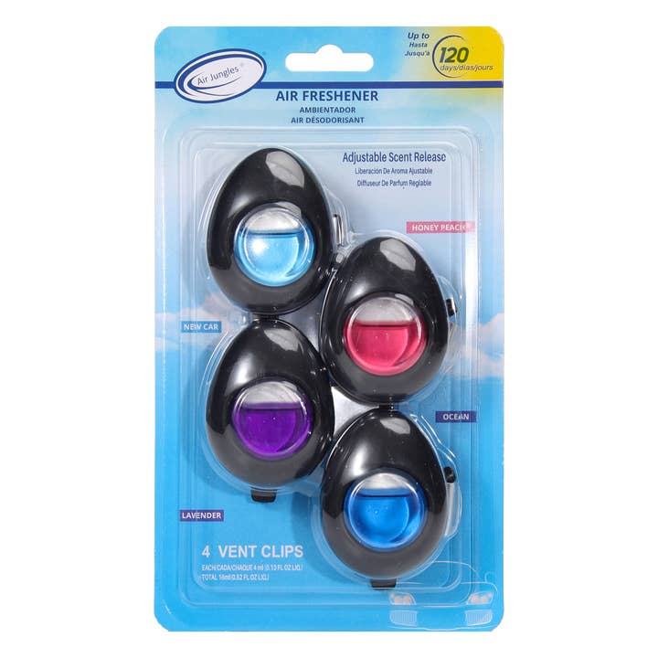 Air Jungles Car Air Freshener Vent Clip 4 Ct, Variety Pack for wholesale by Air Jungles