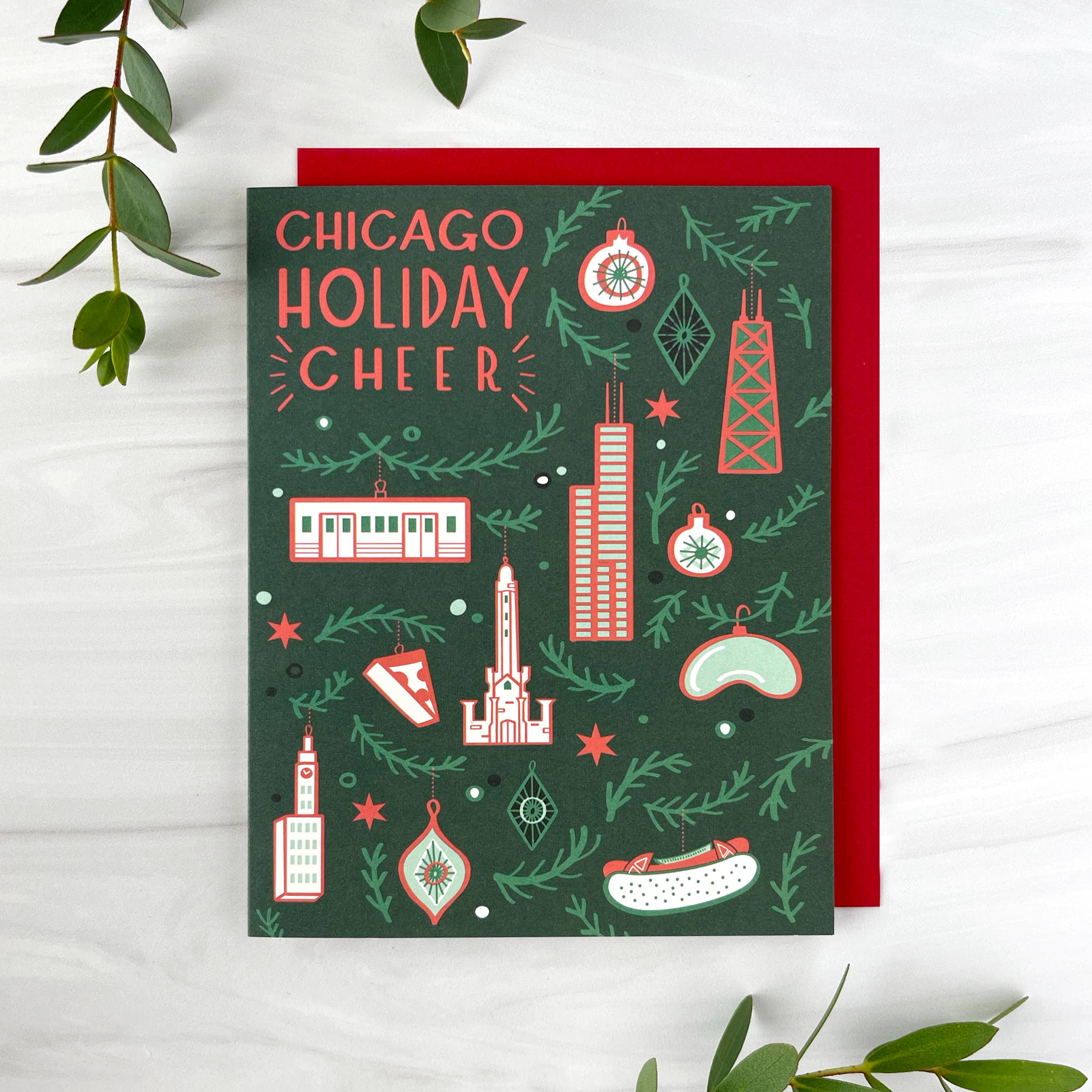 Paper Parasol Press - Wholesale Season's Greetings Card - Chicago Ornaments Holiday Christmas Card1